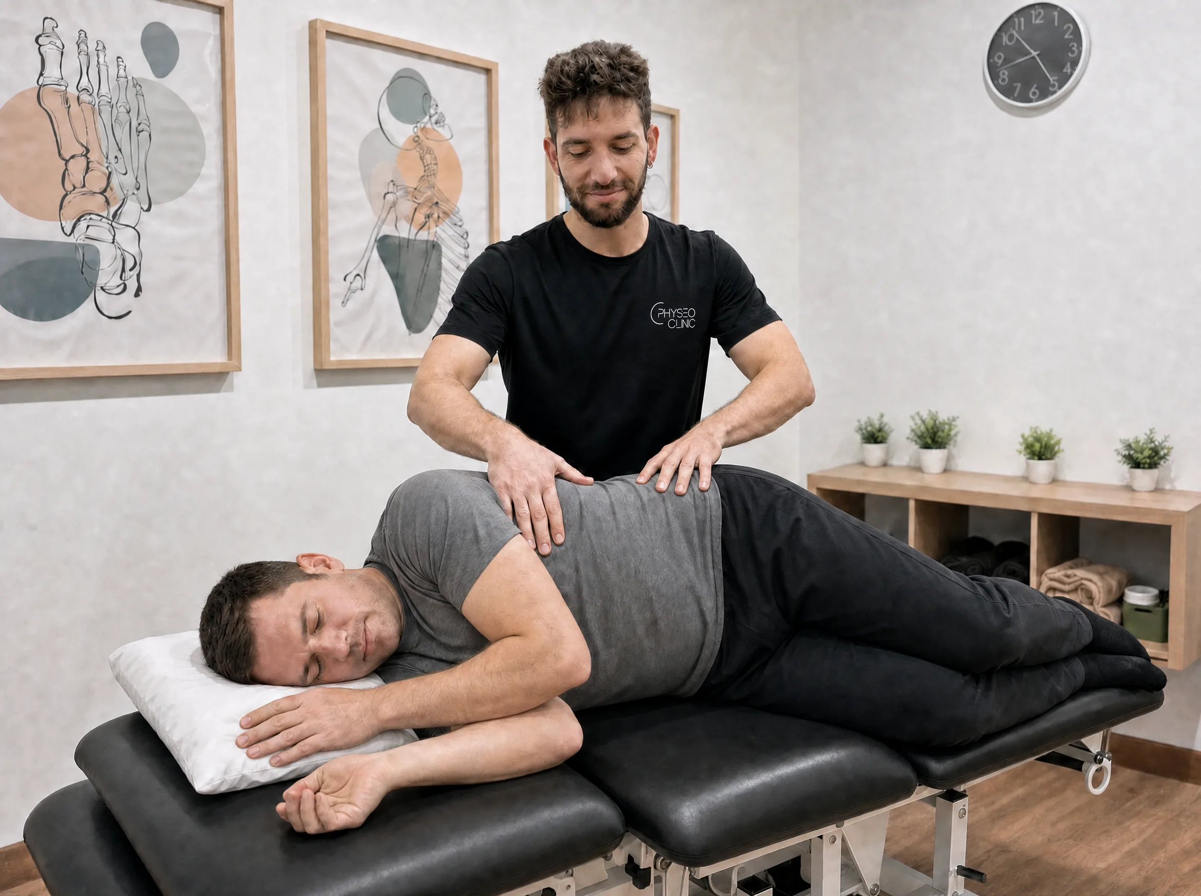 Sesión de osteopatía manual en Physeo Clinic, Terrassa